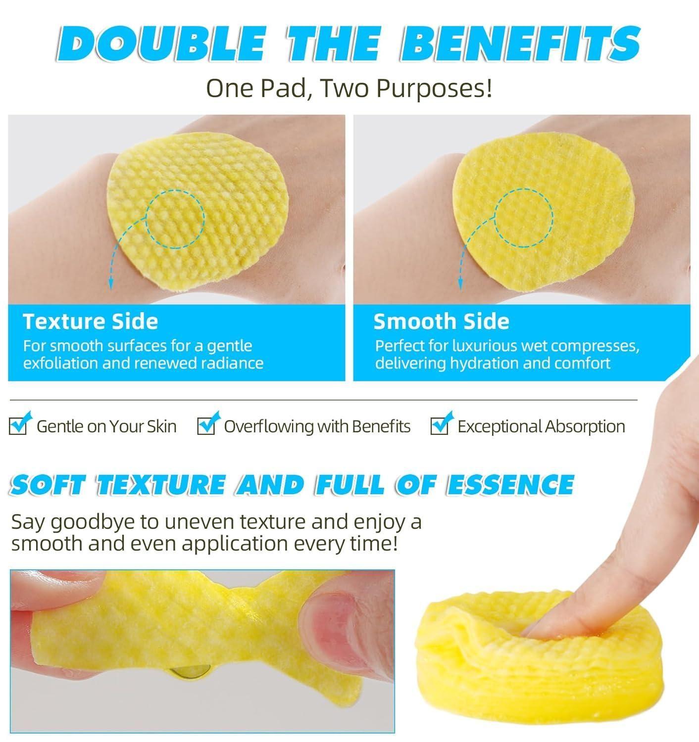Turmeric & Kojic Acid Face Cleansing Pads | Brightening & Dark Spot Reduction | Vitamin C & Retinol-Infused Makeup Remover for Women & Men