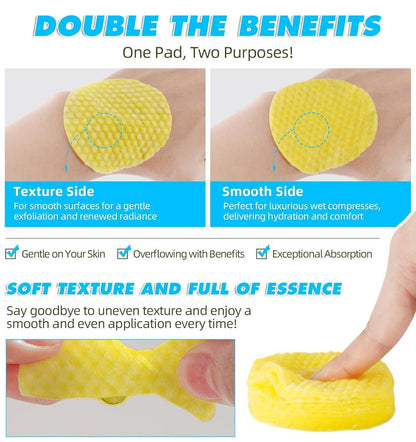 Turmeric & Kojic Acid Face Cleansing Pads | Brightening & Dark Spot Reduction | Vitamin C & Retinol-Infused Makeup Remover for Women & Men