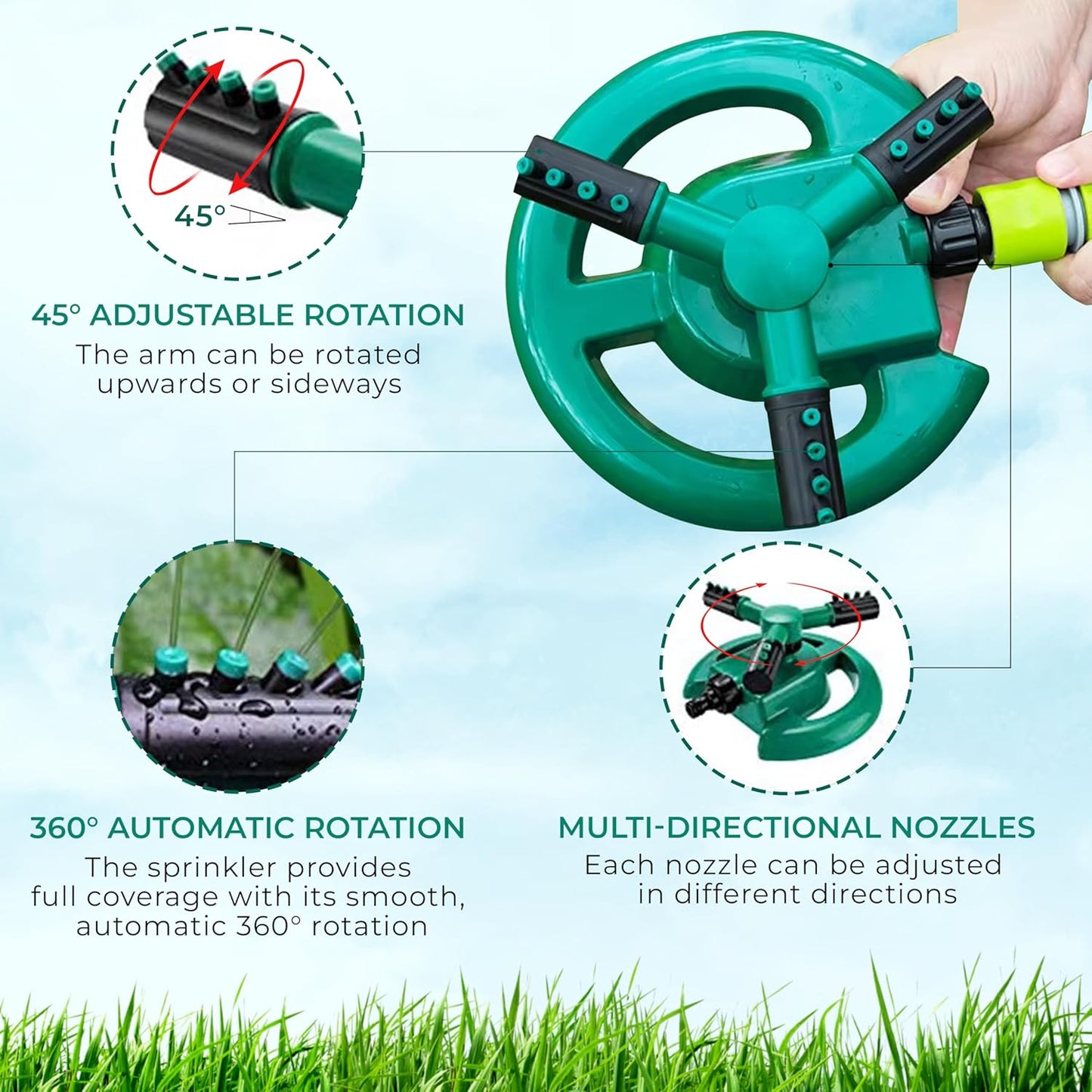 Garden Sprinkler 360 ° Rotating Water